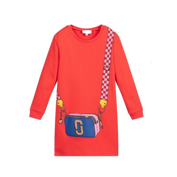

2020 new summer girls' cotton cartoon msenger bag drs, children's drs and a-line skirt, Red;yellow