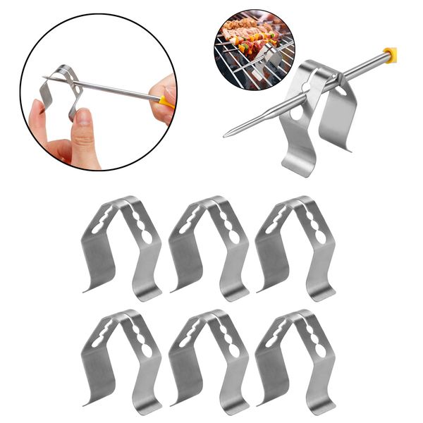 

6x barbeque thermometer probe clip holder anti rust scald preventing smoke