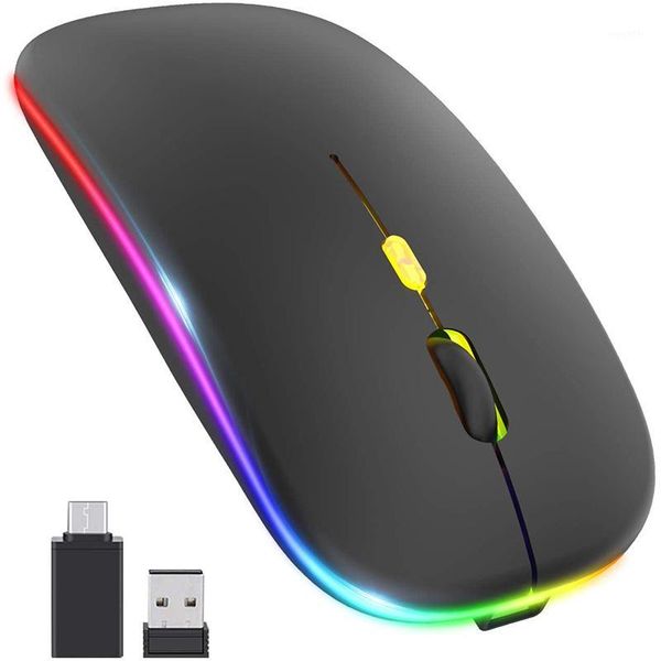 

mice [upgrade] led wireless mouse, mobile optical office mouse with usb & type-c receiver, for lap1