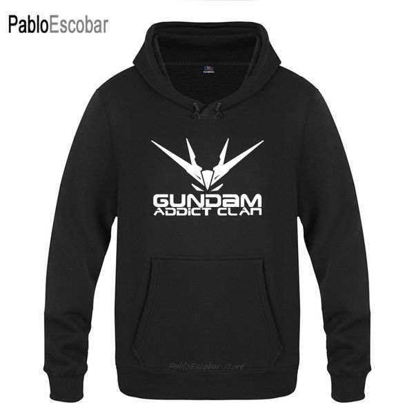 

дизайнеры балахон gundam addict clan мультфильм аниме swea мужчины мужская с капюшоном руно пуловер s футболки толстовка