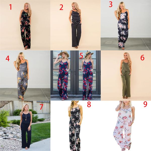 

sleeveless styles women 17 floral summer strap jumpsuit rompers boho floral print jumpsuits loose pants playsu, White