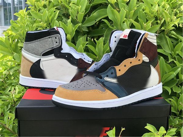 

новый выпуск аутентичные travis scott 1s high og ts sp 1 мужская баскетбольная обувь парусник темный университет университет университет на