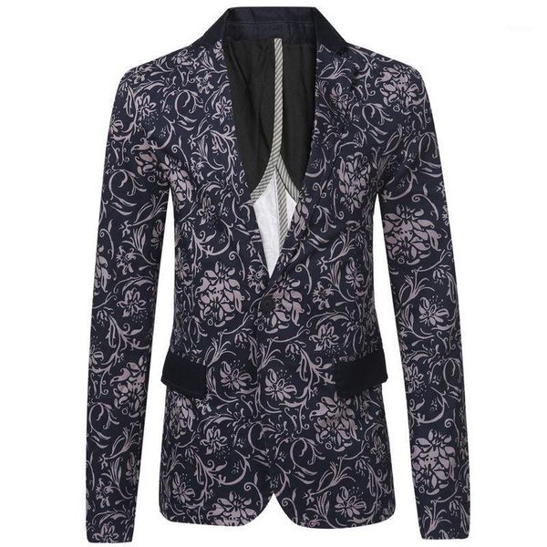

men printed blazers 2021 fashion brand floral pattern slim fit long sleeve blazer spring autumn casual floral blazers z20091, White;black