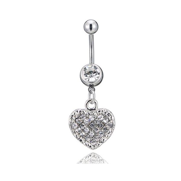 

belly button ring 1pc stainless steel full zircon heart shaped belly button ring with hypoallergenic body piercing jewelry h jllmwr, Silver