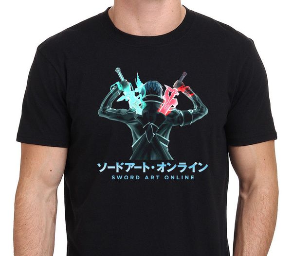 

new t shirt men new sao sword art online kirito anime cartoon men's black t shirt size s xxl short tee shirt sport hooded sweatshirt ho