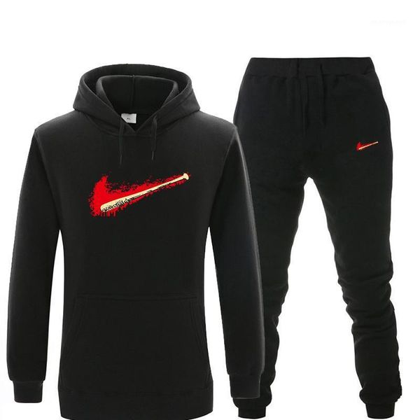 

men's tracksuits men's sports pullover suit cotton sweatshirt warm hoodie two piece set + pants spring winter leisure suit1, Gray