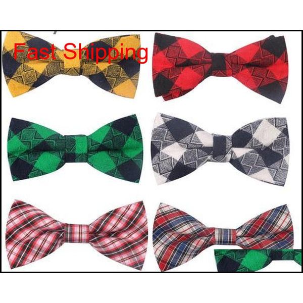 

new plaid bow ties for children baby neckwear adjustable tuxedo boys girls for party causal cotton bowties po1l0, Black;gray