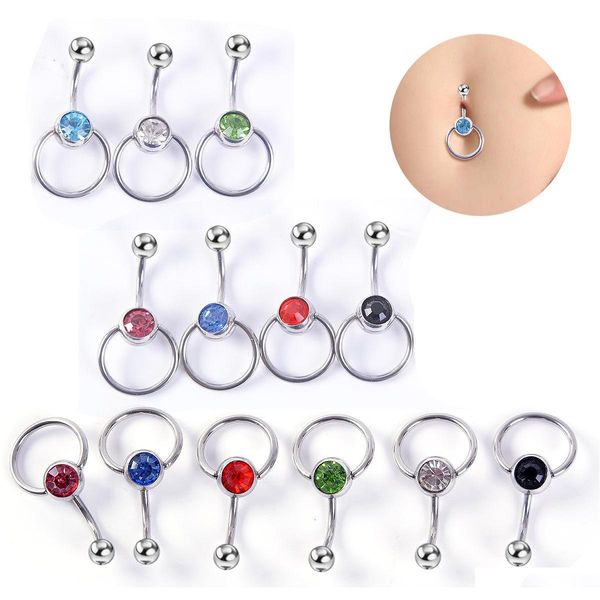 

navel rings belly button ring body piercing jewelry for women circle dangle charms navel rings pcsji, Silver