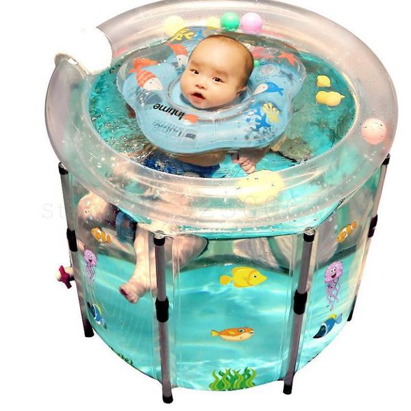 

infant swimming bucket home baby bath indoor inflatable transparent newborns children upset insulation barrels