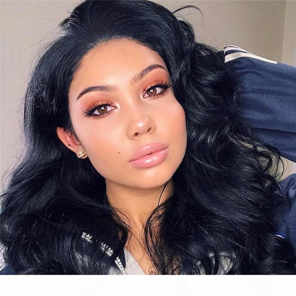 

brazilian silk base human hair wigs full lace wigs body wave 4*4 silk lace front wigs 150% with baby hair natural hairline, Black;brown