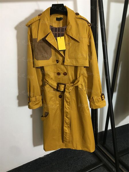 

double breasted letter trench coat fashion street style womens coats long sleeve coat for women, Tan;black