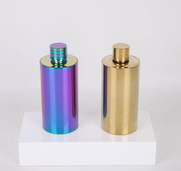 

500ml stainless steel hip flask colorful wine jug flagon wine pot outdoor portable plated cylinder shape hip flasks gga2592