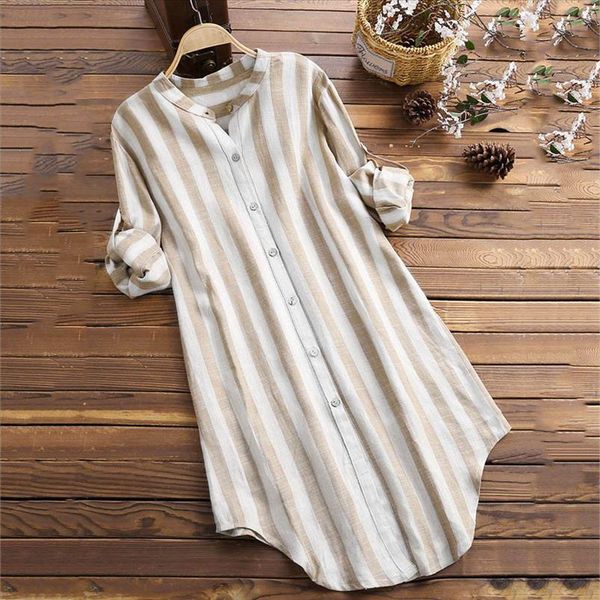 

fashion women loose long sleeve striped shirt casual blouse shirt shirts womens girl o neck plus size tunic blouse t1g, White