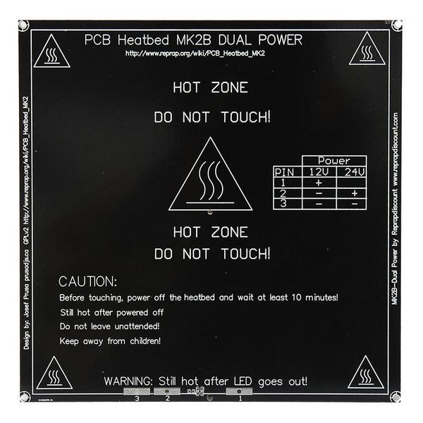 

3d printer heatbed 2b dual power pcb plate bed for prusa & mendel black1