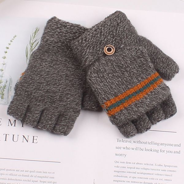 

new big children's half finger knit ab-yarn boy gloves handschuhe winter #a10