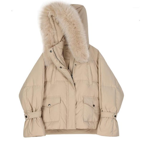 

loose fit big size warm down jacket new fur hooded long sleeve warm women parkas fashion tide autumn winter 20201, Black