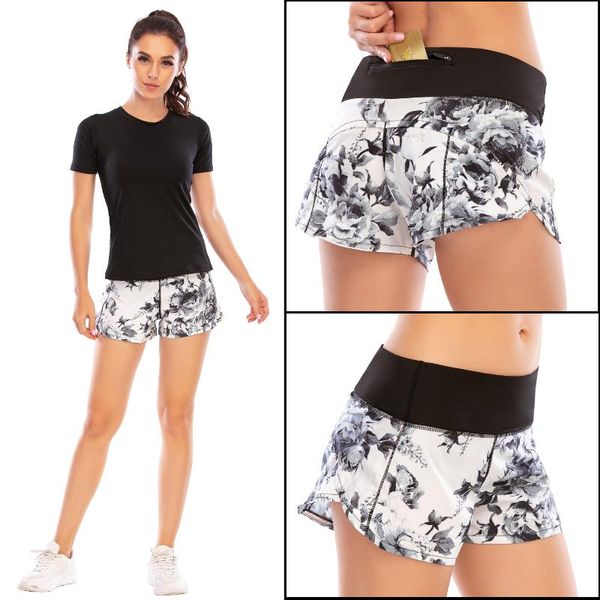 

quick-drying fitness anti-exposure lining sports running training zipper fitness yoga shorts female australia force 12011, Black;blue