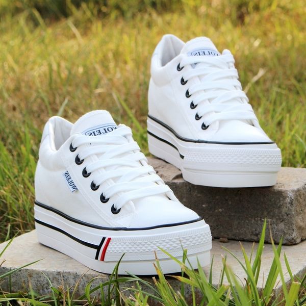 

girls canvas fashion lace up white women solid wear-resistant comfortable casual sneakers shoes woman chunky y200801, Black
