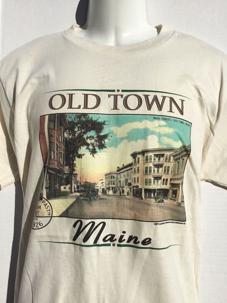 

old town, maine post card past sz l large new nwotcool casual pride men fashion sport hooded sweatshirt hoodie t shirt