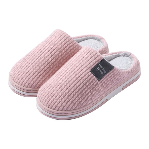 

tzldn women's winter indoor warm flat shoes fabric stripe cotton slippers home bedroom simple home cotton soft bottom slippers x1020, Black