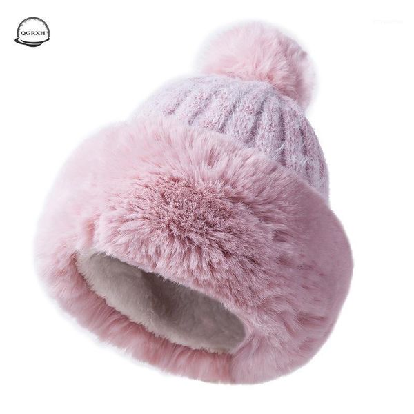 

New Winter Cap Women Knitted Hat Casual Skull Hat Beanie Outdoor Plus Velvet Thick Warm Plush Women Winter Hats for1, Blue;gray