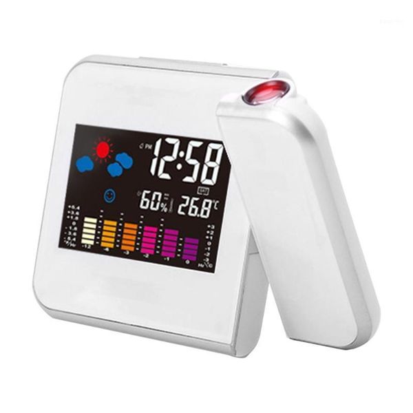 

electronic digital weather forecast clock lcd screen alarm clock calendar projector led backlight home bedside deskdecor1