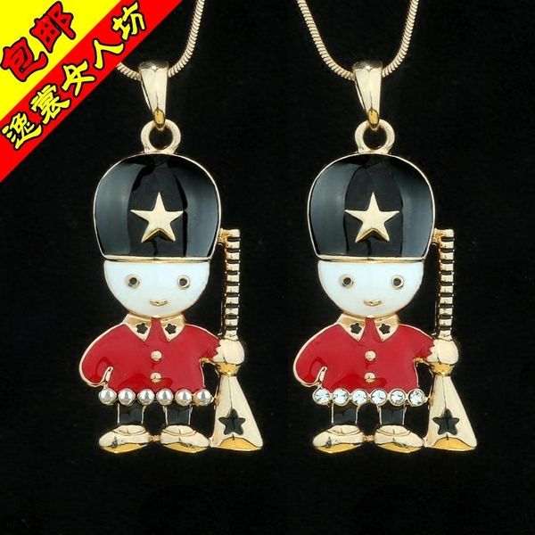 

стиль super cute british royal guard маленький солдат длинный ожерелье цепь свитера, Silver