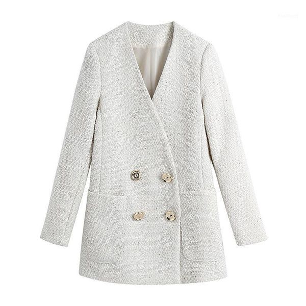 

elina fashion pockets double breasted blazers women elegant long sleeve v neck jackets women casual solid suits ladies1, White;black