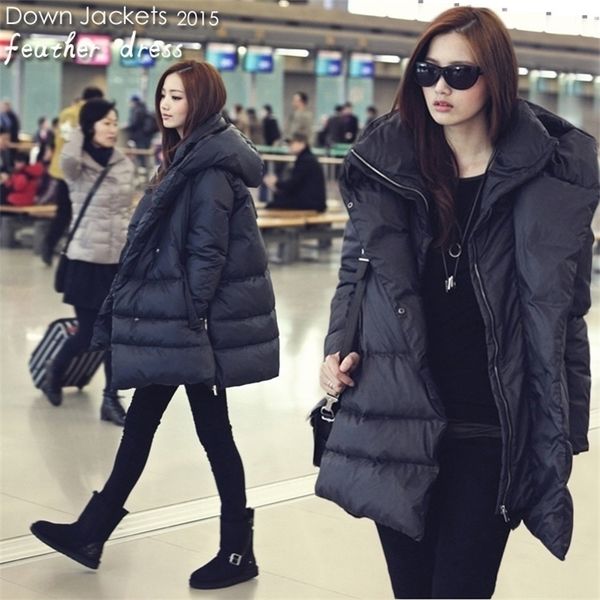

black navy blue puffer down jackets casual style large size winter coats for women warm new 201127