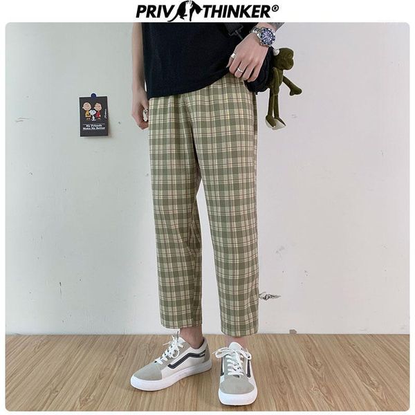 

korean men's plaid harem pants 2020 streetwear man casual pants streetwear male checkered trousers xxl1, Black