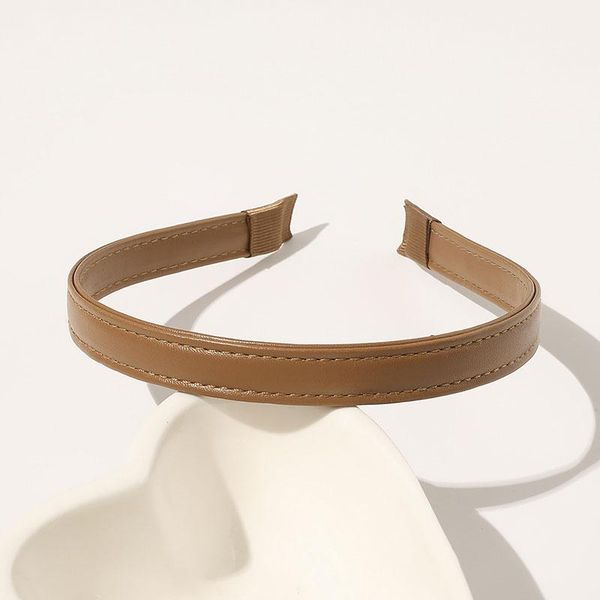 

women headband solid color pu leather thin edge hair hoop stretch turban female make up washing face head band hair accessories q bbyaef