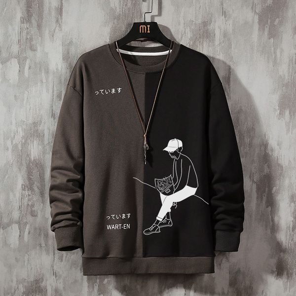 

new fashion brand patchwork hoodies 2021 spring autumn hip hop casual men's black white sweatshirts punk streetwear clothes vk7v