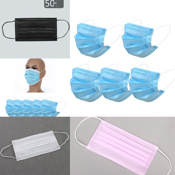 

factorymzrvstock masks new disposable face arrival black in pink blue white mask with elastic ear loop 3 ply breathable dust pollut