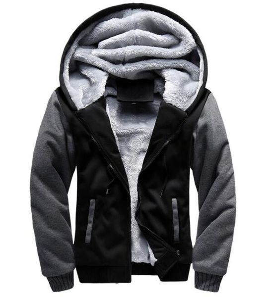 

new men's hoodie zip up jacket coat winter warm black and gray
