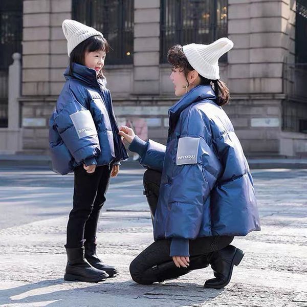 

Children's down jacket baby parent-child dress boys and girls thick short Korean version of the bag clothing new stand-collar, Blue;gray