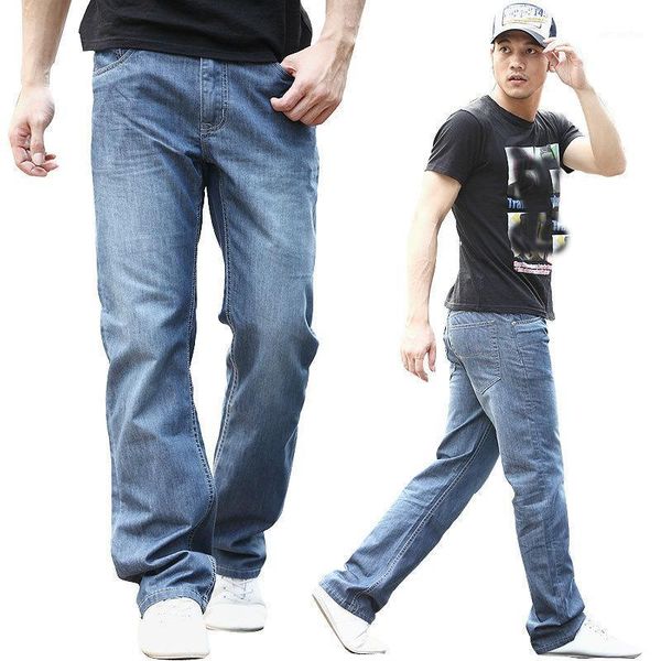 

2021 men stretch jeans denim mens jean homme 46 48 plus size extra large loose pants blue1, Blue