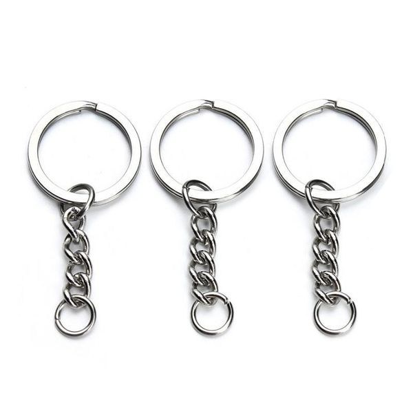 

louleur 5pcs/lot 28mm stainless steel key chain key ring with open link chain for diy jewelry making qylvij