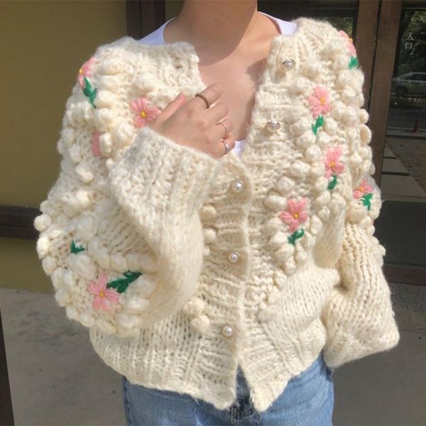 

fashion new heavy industry ball cardigan sweater coat, White