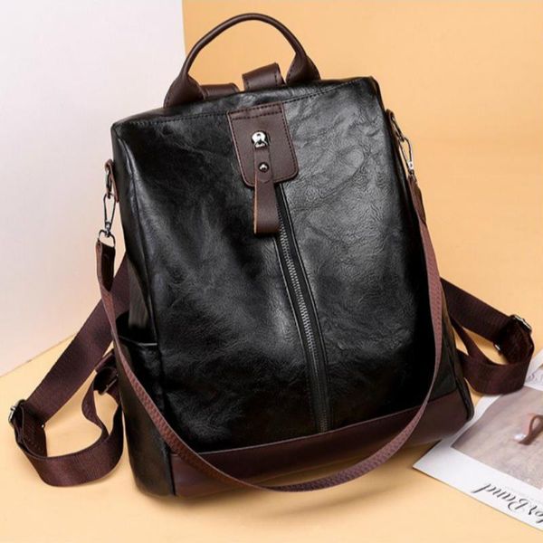 

women's leather backpack school bags for teenage girls large capacity backpack casual ladies' lapbag drop shipping mochilas