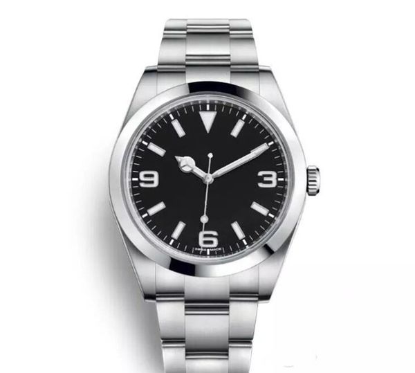 

new brand explorer black dial stainless steel automatic casual date reloj de lujo montre relojes de mens luxury watch, Slivery;brown