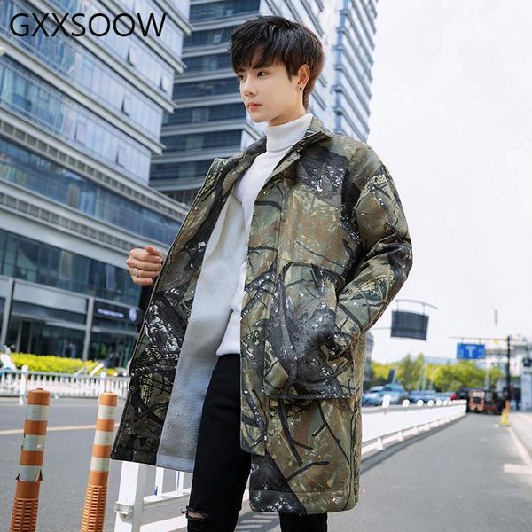 

camouflage long parkas jackets men winter casual thick fleece coats windbreaker 2019 winter camo parka male jacket us size gm2341, Tan;black