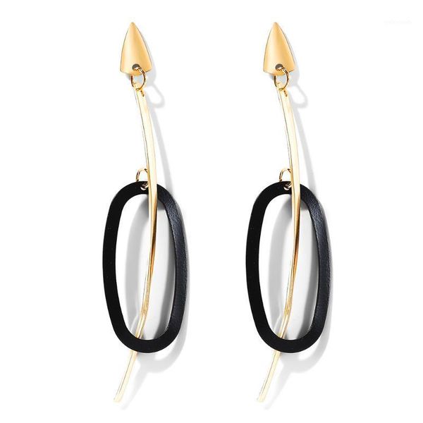

dangle & chandelier wybu style long line strip drop earring golden black elliptic circle pendant for women simple ear jewelry1, Silver