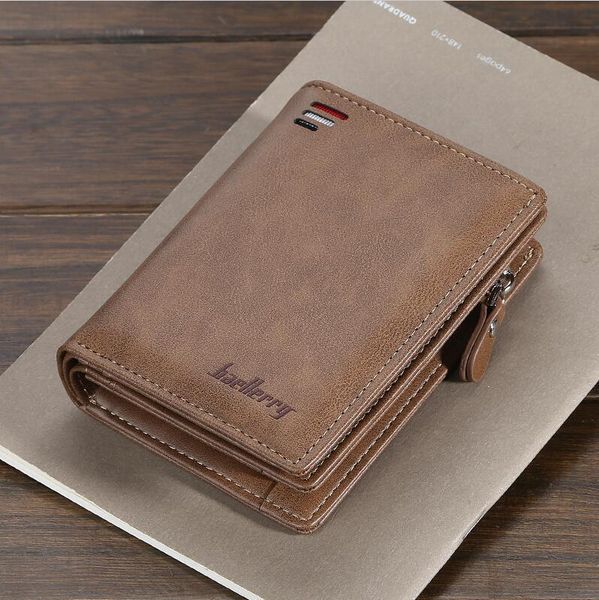 

factory wholesale men handbag zipper short wallet multi card vertical fashion coin purse waterproof wear resistant leather mens wallets, Red;black