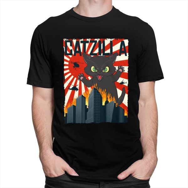 

sport cool catzilla king of monster t shirts men short sleeve printed japan vintage cat kitten lover tee 100% cotton tshirt gift