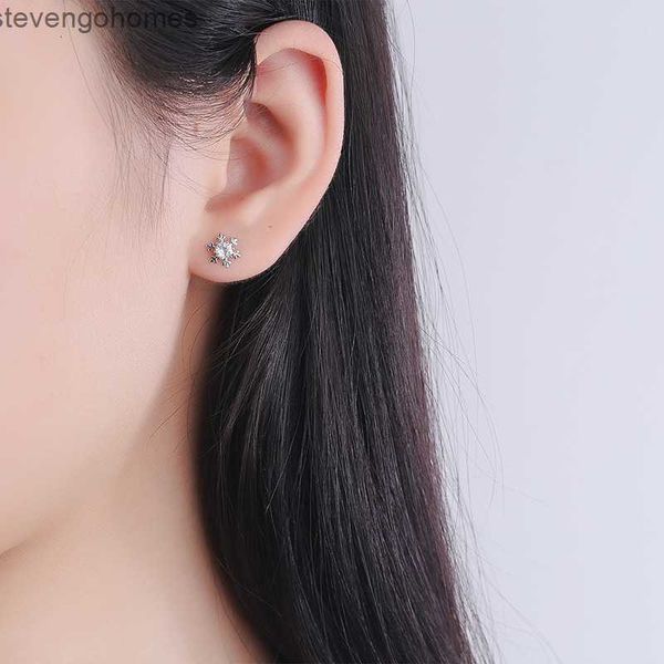 

s925 silver snowflake earrings with diamond, Golden