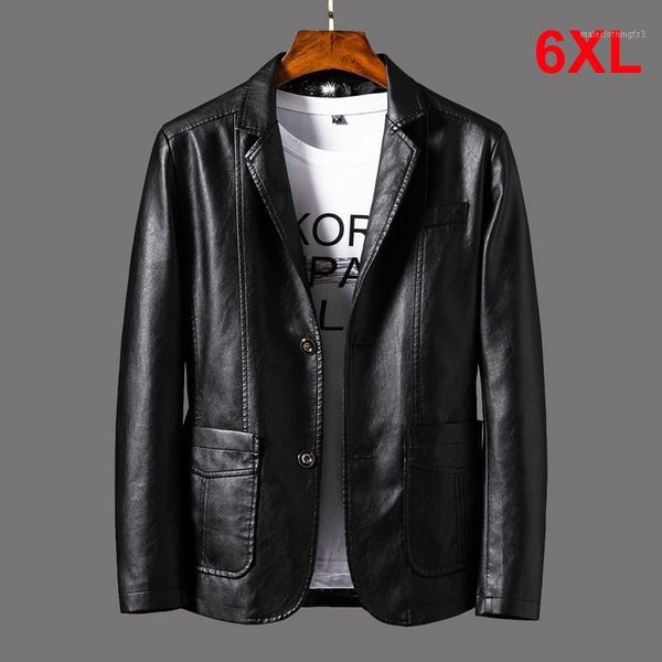 

men's fur & faux 2021 spring pu jackets men solid color leather coat casual motorcycle biker jacket male clothes plus size 5xl 6xl hx29, Black