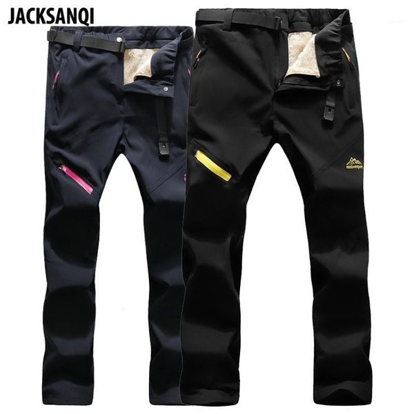 

winter men's 2 pieces hiking pants outdoor sports climbing camping skiing male female thermal trousers ra3431, Black;green