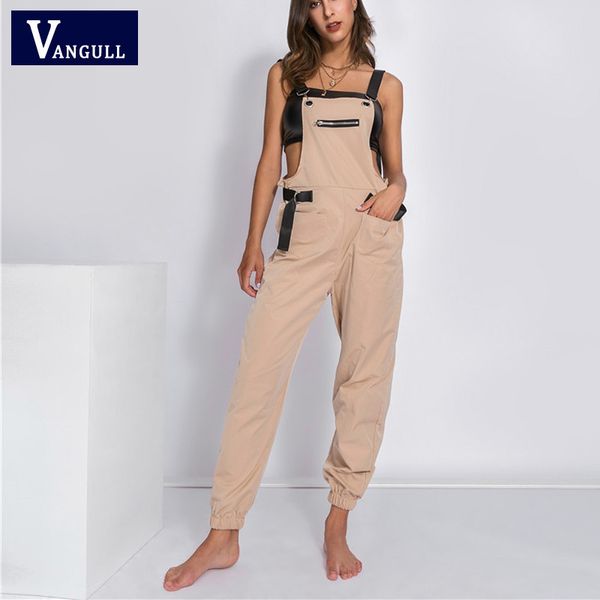 

vangull off shoulder jumpsuit women long jumpsuit new fashion spring autumn rompers female strap jumpsuits streetwear lj200814, Black;white