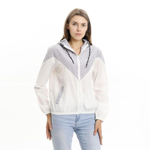 

women hooded basic jackets female zipper pockets casual long sleeves coats autumn femme patchwork windbreaker jackets1, Black;brown