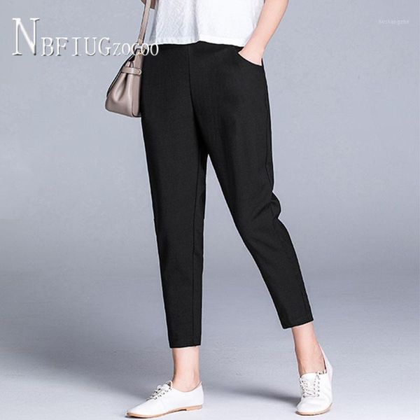 

3 colors can choose women pants pocket ankle length female trousers1, Black;white